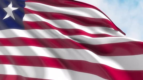 Realistic Waving Flag of Liberia Animation