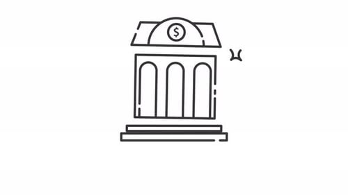 Minimalist Bank Building Icon with Dollar Sign Animation