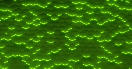 Fundo hexagonal abstrato de ficção científica com luzes verdes