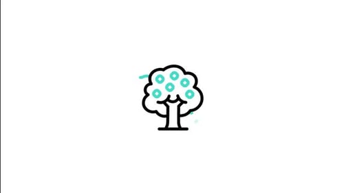 Flat Design Tree Icon Loop Animation