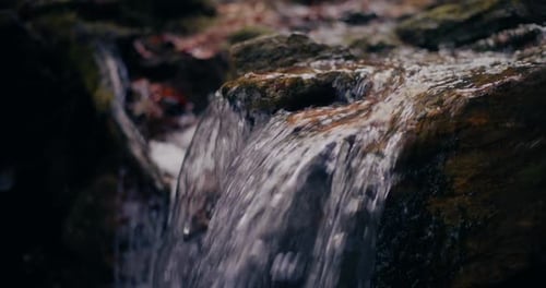 Pure Fresh Water In Mountains River Strem Waterfall