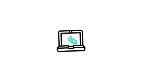 Animated Flat Design Technology Icons Displayed on Laptop