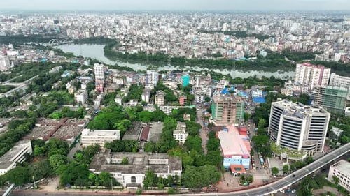 Dhaka highrise buildings, green spaces, lake, infrastructure development, Dhaka elevated expressway