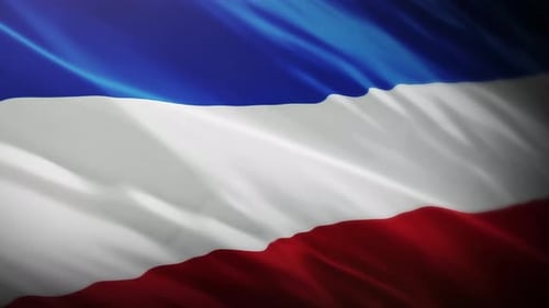 Realistic Waving Flag Blue White Red Stripes Animated