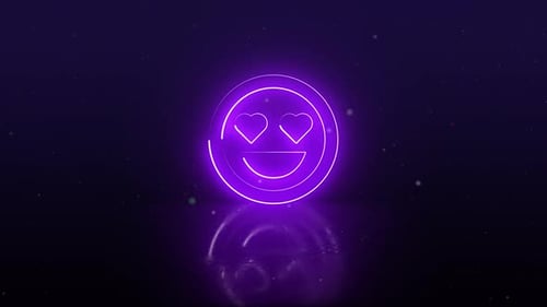 Neon Heart Eyes Emoji Logo Reveal Animation