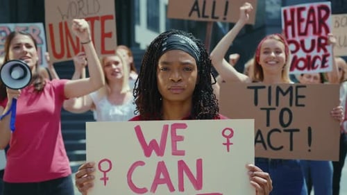 Group of Adults Demonstrating for Justice in City