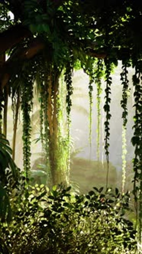 Dense Green Forest Filled With Abundant Plant Life