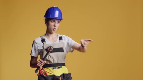 Powerful Adult Pointing Sideways with Index Finger