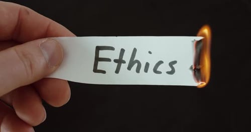 Burning Ethics Word – Loss of Values Concept