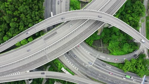 Breathtaking And Bird’s Eye View Of Highway And Overpass In City