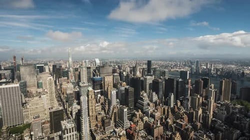 Panorama of Manhattan Business District of New York Pan Timelapse Shot