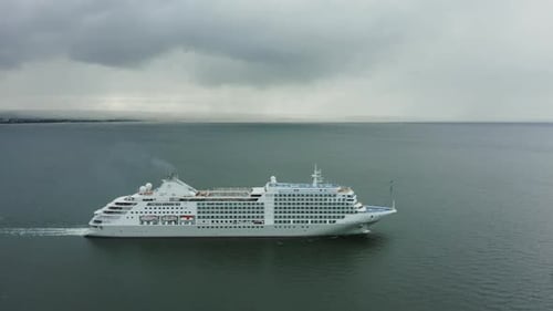 Aerial View Cruise Ship Sailing on the Baltic Sea