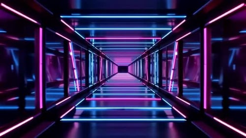 Neon Cyber Tunnel Abstract Futuristic Loop Background