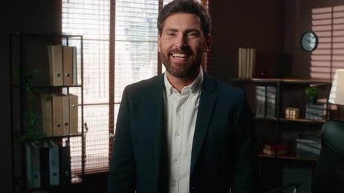 Caucasian Middleaged Business Man Holding Money Celebrating Working Project Startup Work Win in