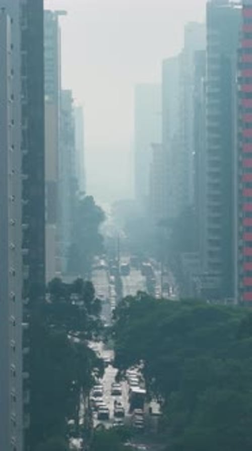 pollution Curitiba morning horizon in Parana with busy Curitiba and city pollution pollution