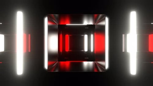 Red And White Strobes Through Square In Tunnel Background Vj Loop In 4K
