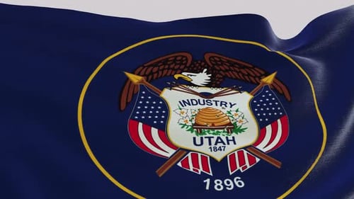 Dynamic Waving Utah State Flag Animation Loop