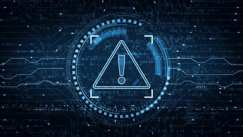 Concepto digital de bucle de símbolo de ciberataque de alerta