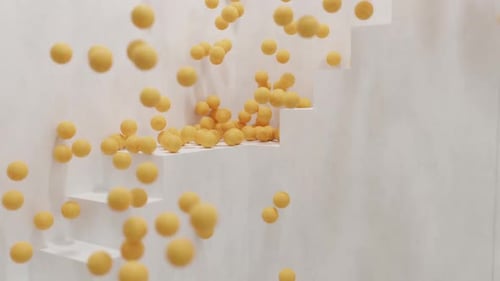Geometric Spheres Bouncing Down Minimalist Staircase Animation