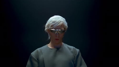Man with Futuristic Glasses Using Virtual Interface