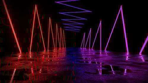 Futuristic Neon Light Tunnel Loop with Dynamic Reflections