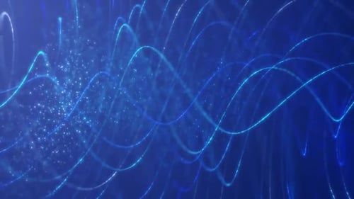 Abstract Animated Blue Flowing Particle Waves Background