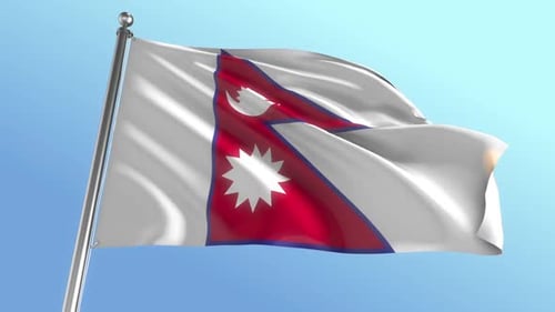 Realistic Nepal Flag Waving in the Wind