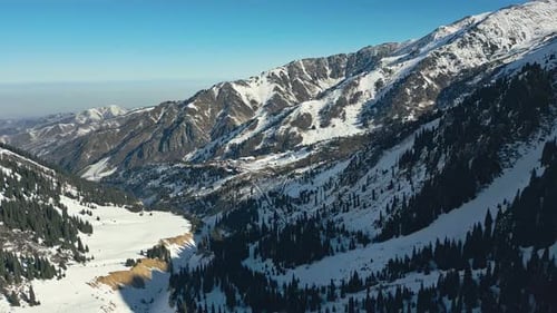 Tuyuk Su Glacier Landmark, frosty woodland, rugged arctic elevated terrain