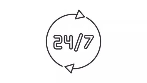 24 by 7 circle clock line animation