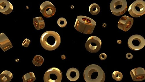 Geometric Tube Gold Shapes Animation Loop