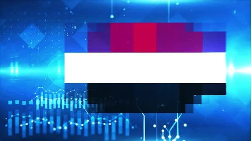 Yemen Flag On Economy Background And Graph