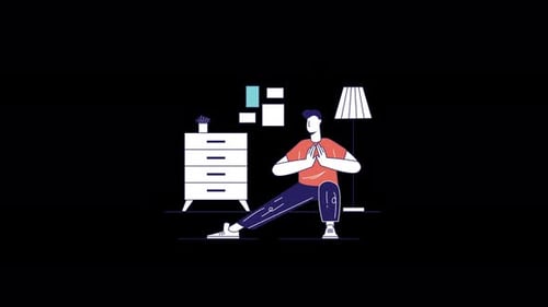 Flat Design Man Performing Lunge Exercise Animation