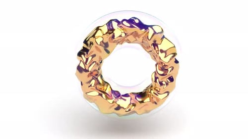 Abstract Round Gold Glass Circle Rotate Able to Loop Endless