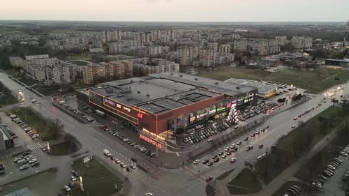Siauliai Akropolis Shopping Mall On Xmas (Panning View)