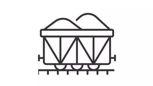 Animated Minimalist Line Icon of Freight Train Car with Cargo
