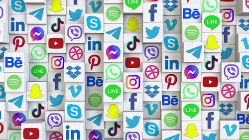Dynamic Social Media App Icons Wall Animation