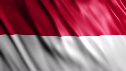 Seamless Loop of Waving Red and White Fabric Flag