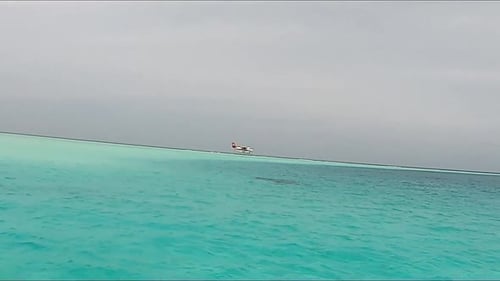 Seaplane Landing near a Tropical Island