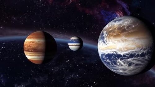Rotating Planets in Space Background Animation