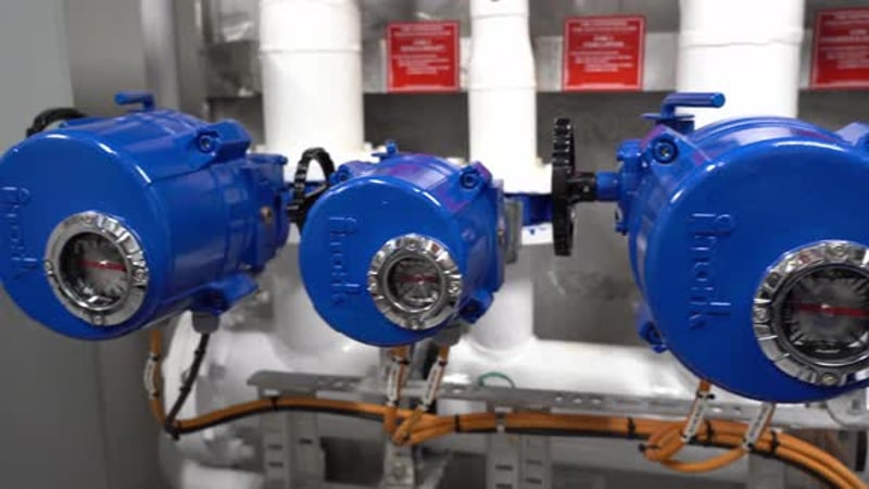 Blue Control Valves on Pipes in an Industrial Setting, Industrial Stock ...
