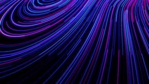 Abstract colorful background with light stripes, bright neon rays and glowing curved lines, glowing