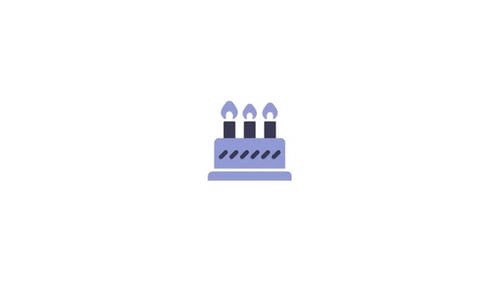 Flat Design Birthday Cake Candles Lighting Animation
