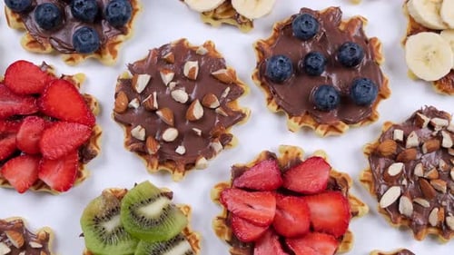 Mini Waffles with Assorted Fruits and Toppings