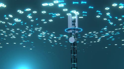Telecom tower antennas and satellites transmit cellular signals.