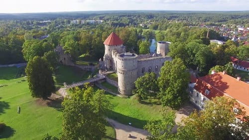 View from Above of the Partially Collapsed Cesis Medieval Castle