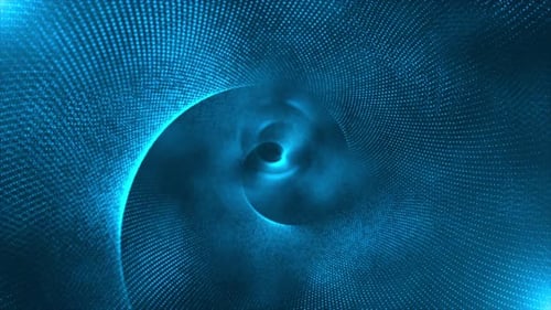 Futuristic Digital Tunnel of Blue Particles Loop