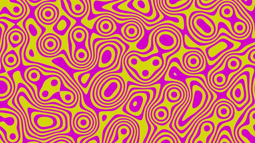 Farben, animierter Cartoon, VJ Loop, nahtloser Hintergrund, rosafarbene und gelbe Schilder