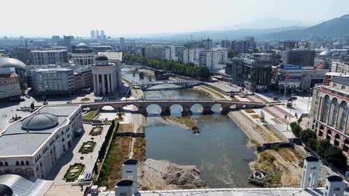 Aerial view of Skopje Macedonia,
drone shot 4K. city.