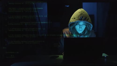 Woman in Hooded Sweatshirt Working at Laptop