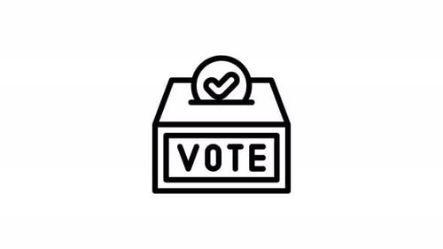 Animated Outline Vote Ballot Box with Checkmark